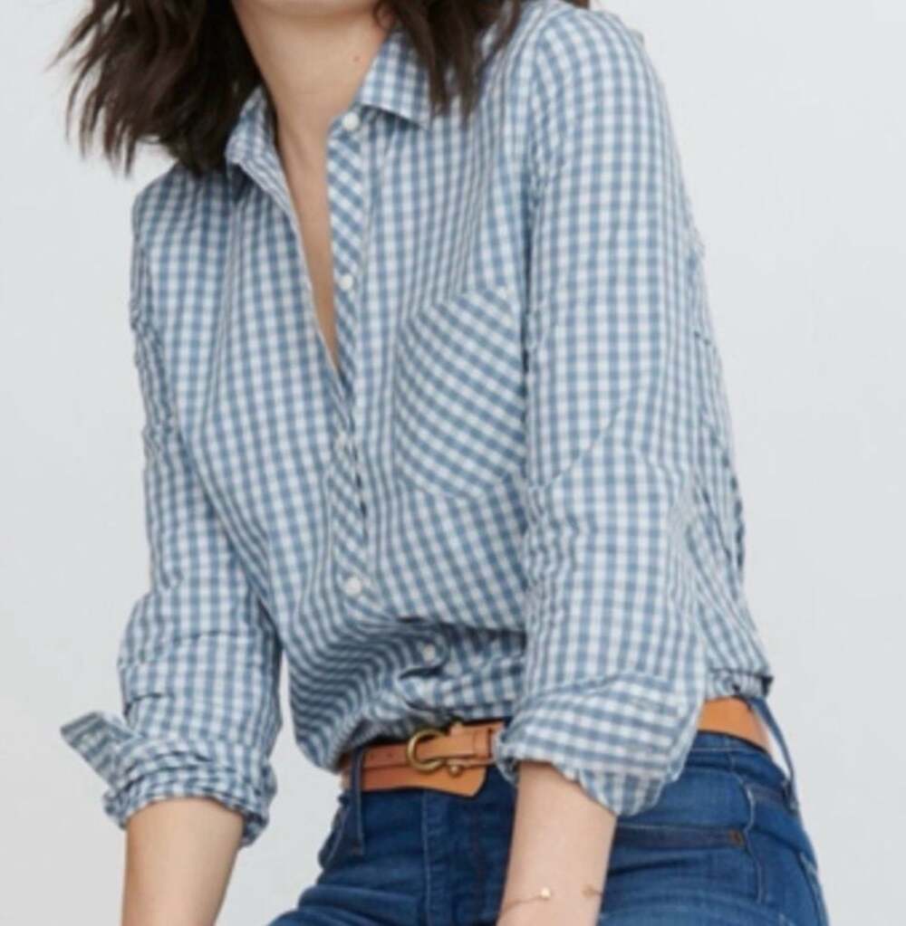 UNTUCKit Crispo Button-Down Woman’s Size 16 Gingham Plaid Stretch